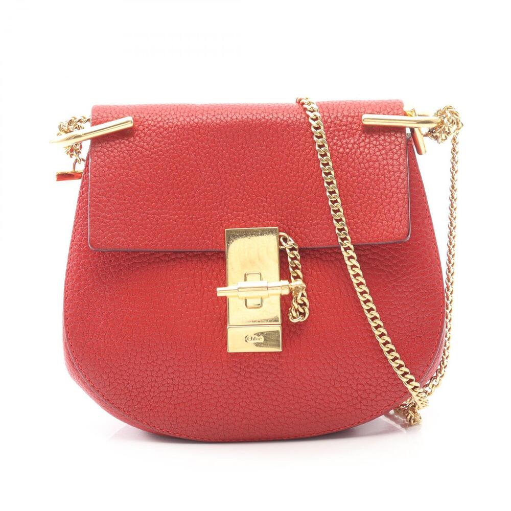 Chloe Drew Shoulder Bag Leather Red